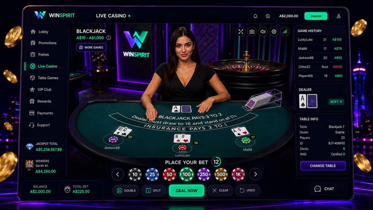 Live Blackjack at WinSpirit Casino